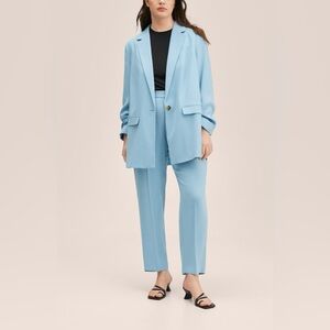 MANGO Oversized Blazer Pant Suit Set Blue